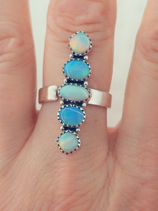 Club Gemstone Jewelry - Aurora Opal 925 Sterling Silver Gemstone Ring
